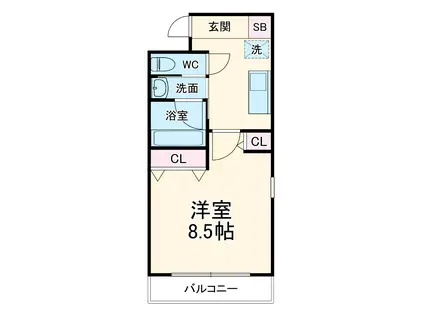 ARTISTA御所西ドウーエ(1K/1階)の間取り写真