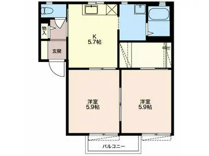 パストラル尾花(2K/2階)の間取り写真