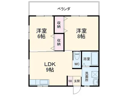 メゾンとみしろ第3(2DK/3階)の間取り写真