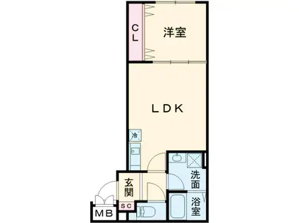 YOLK江古田(1LDK/3階)の間取り写真