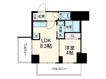 LA CLAIR 南浦和(1LDK/1階)の間取り写真