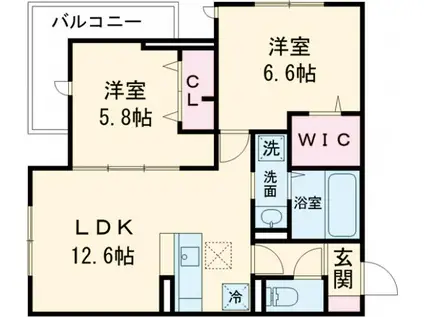 メゾンアーク西新井Ⅱ(2LDK/1階)の間取り写真