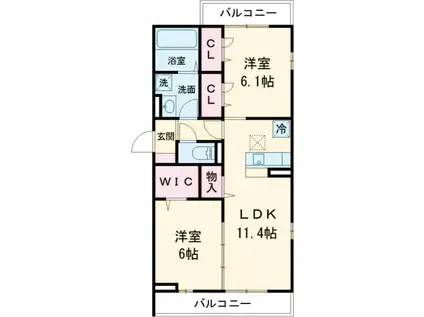 メゾンアーク西新井Ⅱ(2LDK/1階)の間取り写真