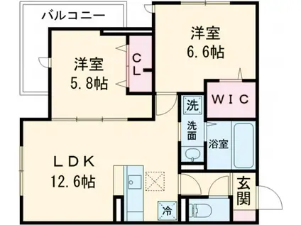メゾンアーク西新井Ⅱ(2LDK/2階)の間取り写真