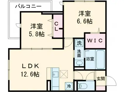 メゾンアーク西新井Ⅱ(2LDK/3階)の間取り写真