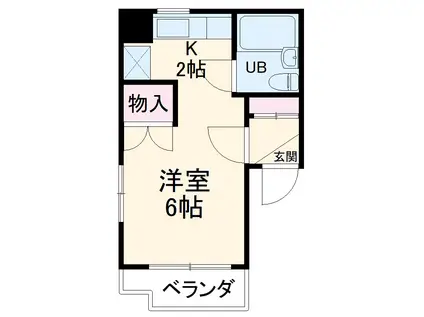 シャンブル南浦和(1K/2階)の間取り写真