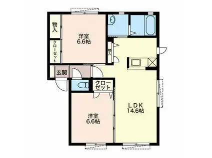 ベル・シャンテⅠ(2LDK/1階)の間取り写真