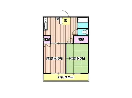 トレボーンミモミⅡ(2DK/1階)の間取り写真