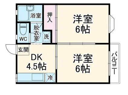 サンパレス南柏2番館(2DK/1階)の間取り写真