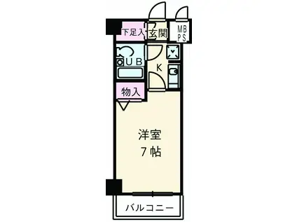 ライオンズマンション相模大野第6(1K/3階)の間取り写真