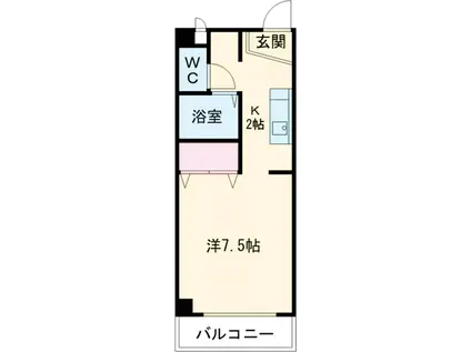 ブリリアンス国分寺(1K/2階)の間取り写真