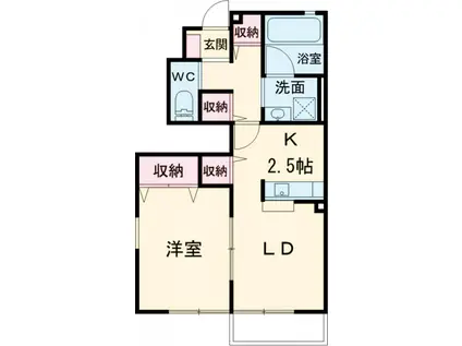 SUNSETMALLⅢ B棟(1LDK/1階)の間取り写真