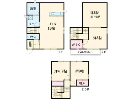 東北本線 小山駅 徒歩39分 2階建 新築(3LDK)の間取り写真