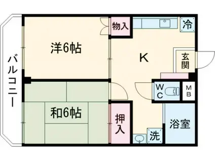 メゾン白銀556(2DK/6階)の間取り写真