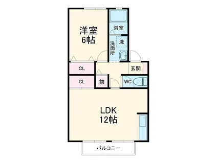 アニバーサリー B(1LDK/1階)の間取り写真