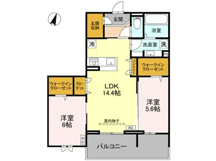 センカⅢ(2LDK/3階)の間取り写真