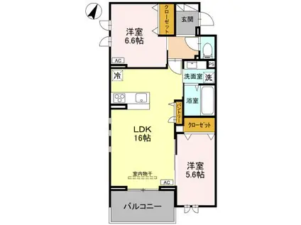 センカⅢ(2LDK/3階)の間取り写真