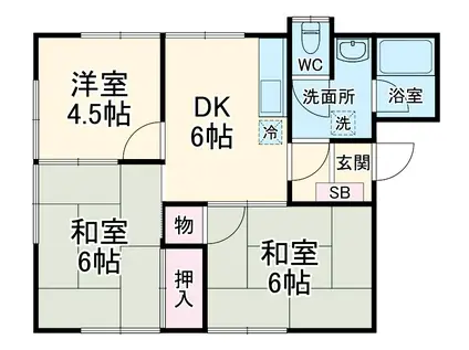 HOUSE陽ざし野Ⅰ(3DK/2階)の間取り写真