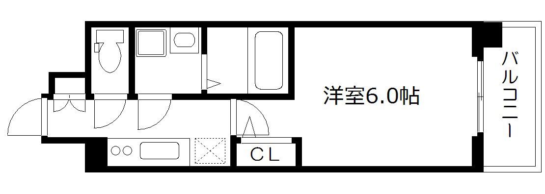エスリード本町靭公園レジデンス(1K/10階)の間取り写真