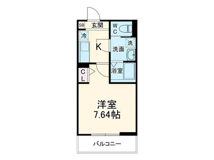 GRADUS桶川Ⅱ(1K/3階)の間取り写真