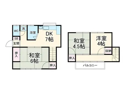 東海道本線 西岐阜駅 徒歩20分 2階建 築49年(3DK)の間取り写真