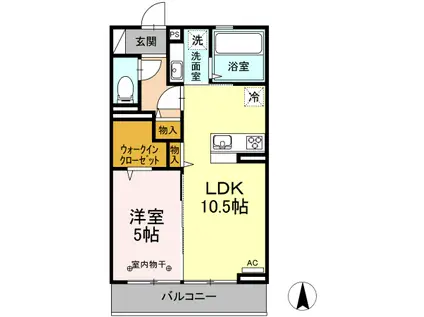 メゾン鎌田Ⅱ(1LDK/2階)の間取り写真