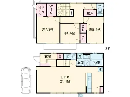 西武鉄道新宿線 井荻駅 徒歩14分 2階建 新築(3LDK)の間取り写真