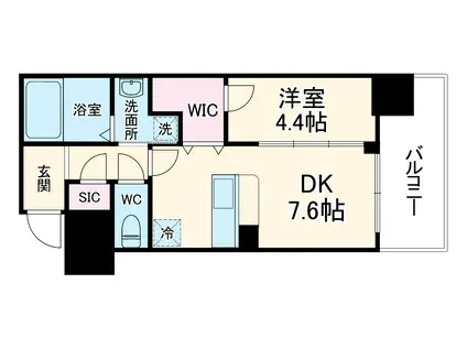 LA WAISON NAMBA ウエスト(1DK/13階)の間取り写真