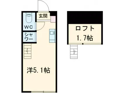 ラメール2(ワンルーム/2階)の間取り写真