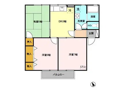 リヴェールコートC(3DK/2階)の間取り写真