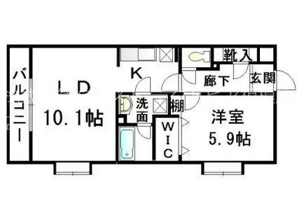 グランデージⅡ(1LDK/3階)の間取り写真