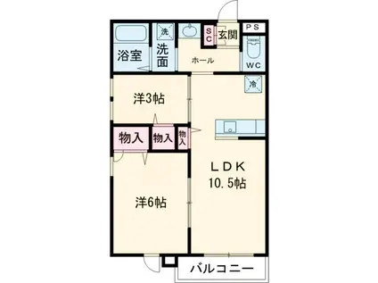 ザ・フォレスト立川(2LDK/1階)の間取り写真