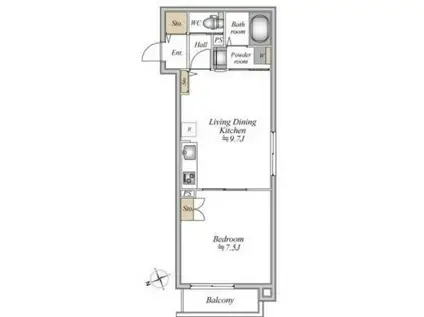ザ・フォレスト立川(1LDK/1階)の間取り写真
