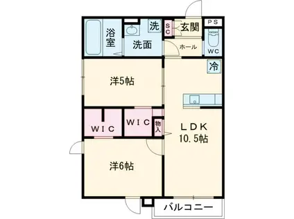 ザ・フォレスト立川(2LDK/2階)の間取り写真