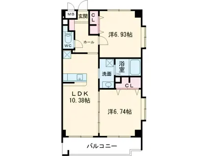 スカイプレイスⅢ(2LDK/4階)の間取り写真