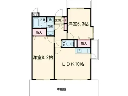 アメニティ(2LDK/1階)の間取り写真