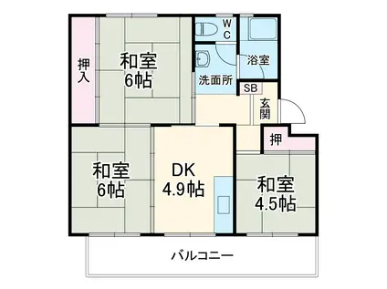 UR花見川(3DK/4階)の間取り写真