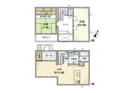 横浜線 中山駅(神奈川) 徒歩11分 2階建 築6年(2LDK)の間取り写真