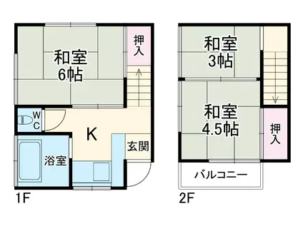 東武伊勢崎・大師線 大師前駅 徒歩12分 1階建 築56年(3DK)の間取り写真