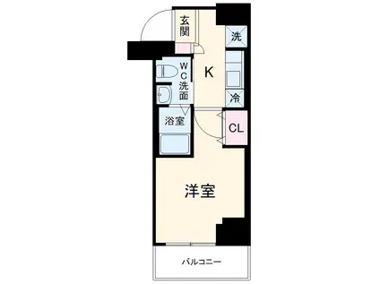 リヴシティ横濱宮元町(1K/6階)の間取り写真