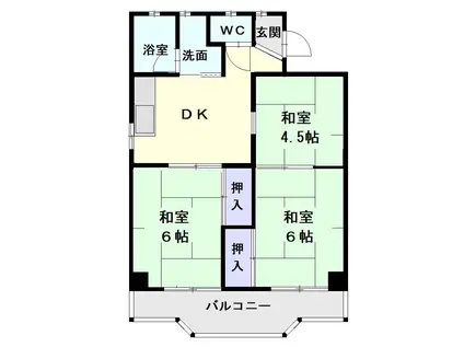 吉川ハイツ(3DK/2階)の間取り写真
