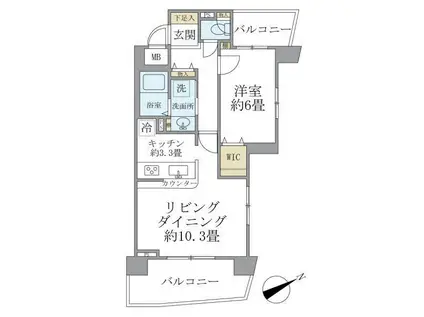 セザール第三三ノ輪(1LDK/13階)の間取り写真