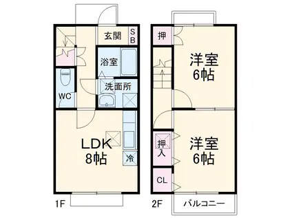 ハーモニーコート(2LDK)の間取り写真