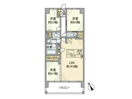 セントガーデン海老名Ⅱ街区(3LDK/7階)の間取り写真