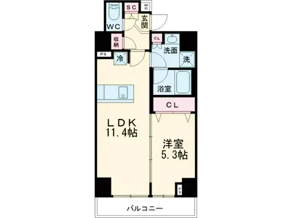 プレール・ドゥーク押上Ⅳ(1LDK/4階)の間取り写真