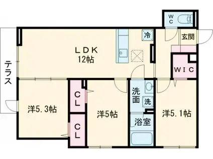 セレスティア西新井Ⅱ(3LDK/1階)の間取り写真