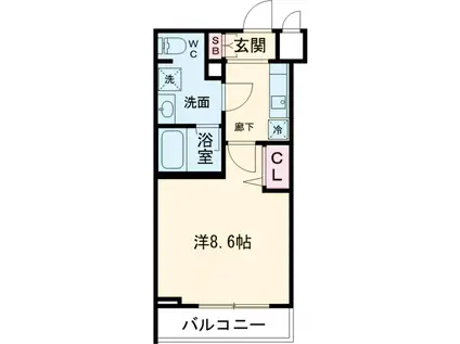 RELUXIA氷川台(1K/2階)の間取り写真