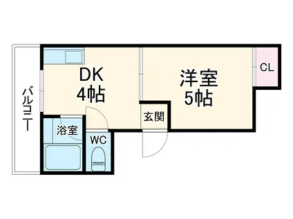 エムロード緑町(1K/2階)の間取り写真