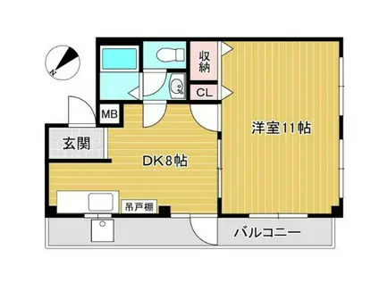 ハイツクボタ(1DK/1階)の間取り写真