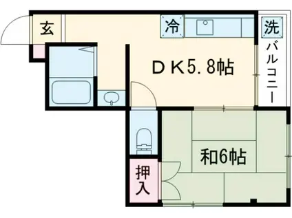マンション南風(1DK/3階)の間取り写真